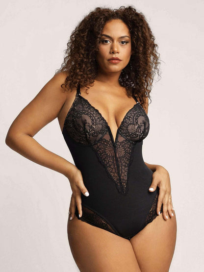 Body Modellante in Pizzo con Scollo a V