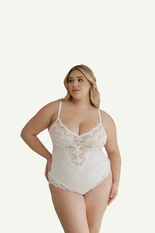 Body Modellante in Pizzo con Scollo a V