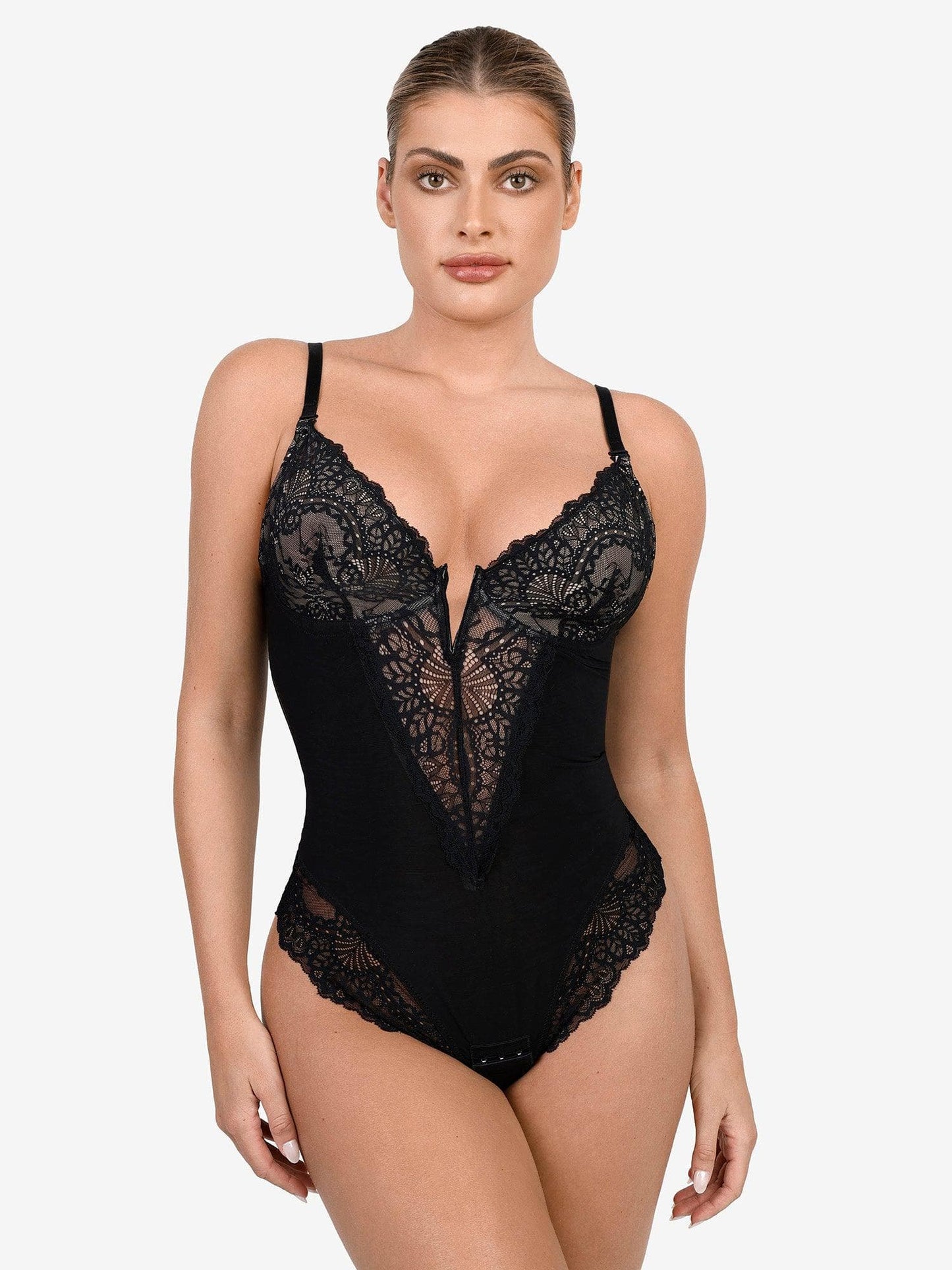 Body Modellante in Pizzo con Scollo a V